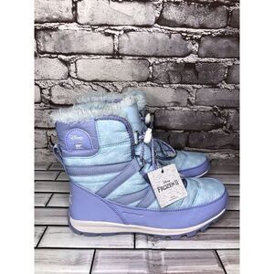 DISNEY X SOREL YOUTH WHITNEY FROZEN ELSA BOOTS FROSTED PURPLE SILVER Sz 5M US/37